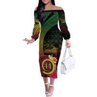 Vanuatu Selebretem 44th Indipendens Dei Off The Shoulder Long Sleeve Dress Sand Drawing Melanesian Vibes