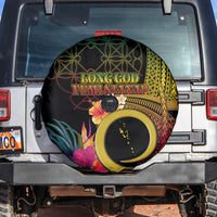 Vanuatu Selebretem 44th Indipendens Dei Spare Tire Cover Sand Drawing Melanesian Vibes LT03 Black - Polynesian Pride