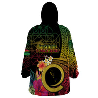 Vanuatu Selebretem 44th Indipendens Dei Wearable Blanket Hoodie Sand Drawing Melanesian Vibes