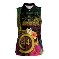 Vanuatu Selebretem 44th Indipendens Dei Women Sleeveless Polo Shirt Sand Drawing Melanesian Vibes LT03 Female Black - Polynesian Pride