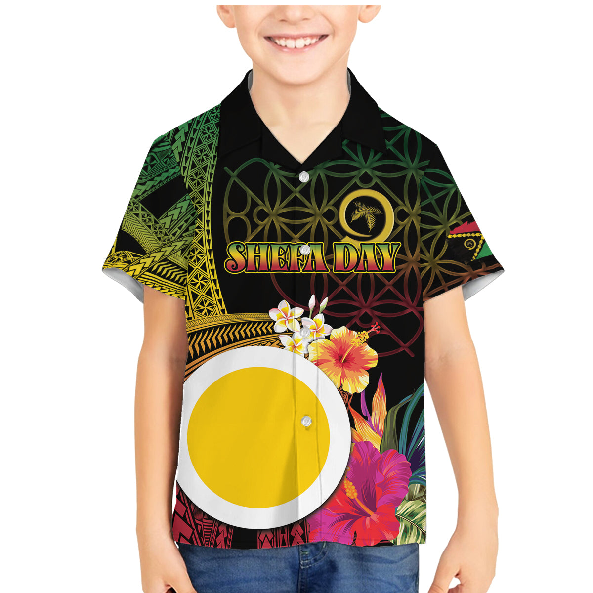 Vanuatu Shefa Day Family Matching Mermaid Dress and Hawaiian Shirt Sand Drawing Melanesian LT03 Son's Shirt Black - Polynesian Pride