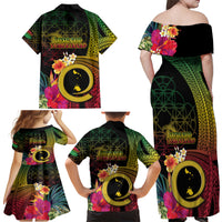 Vanuatu Shefa Day Family Matching Off Shoulder Maxi Dress and Hawaiian Shirt Sand Drawing Melanesian LT03 - Polynesian Pride