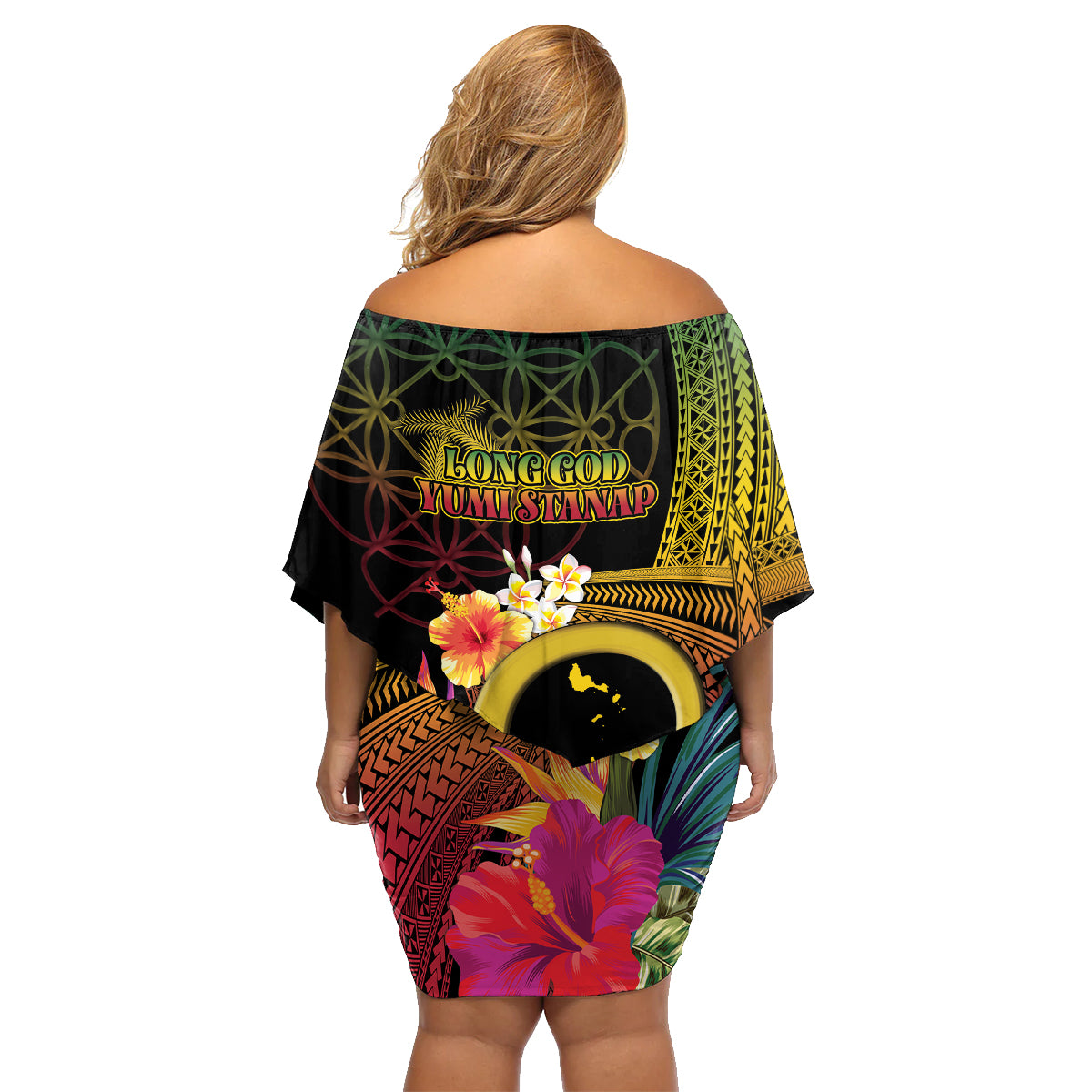 Vanuatu Shefa Day Family Matching Off Shoulder Short Dress and Hawaiian Shirt Sand Drawing Melanesian LT03 - Polynesian Pride