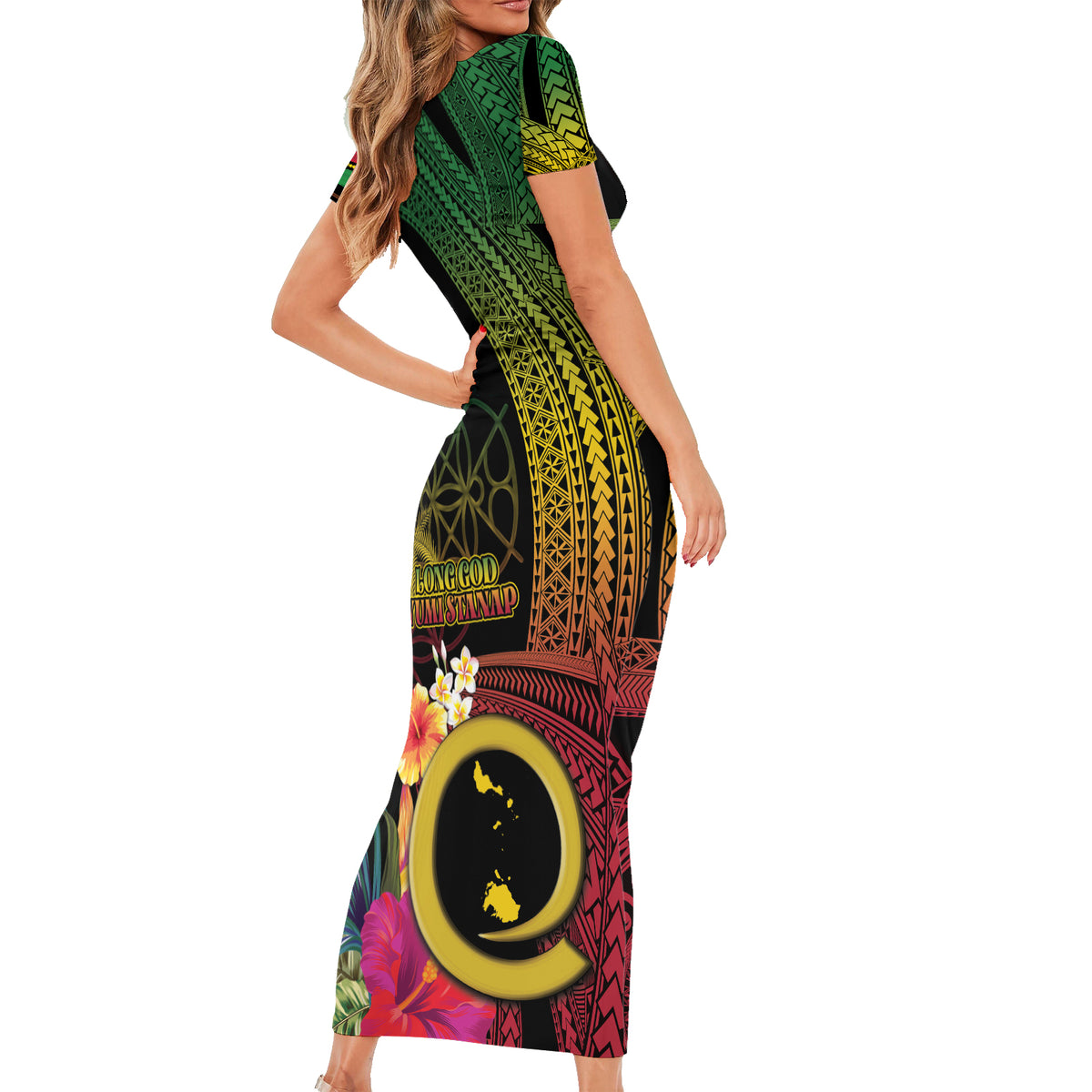 Vanuatu Shefa Day Family Matching Short Sleeve Bodycon Dress and Hawaiian Shirt Sand Drawing Melanesian LT03 - Polynesian Pride