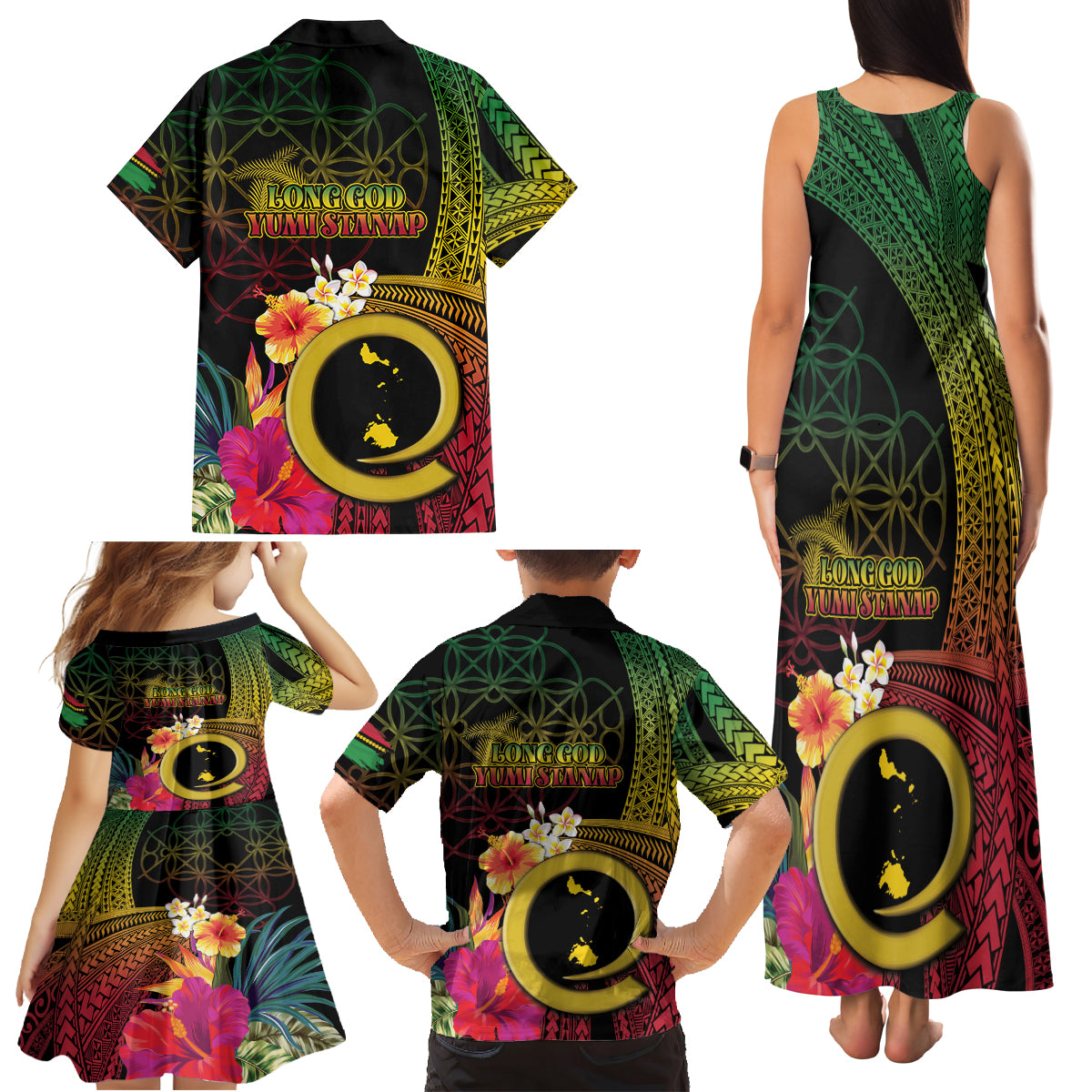 Vanuatu Shefa Day Family Matching Tank Maxi Dress and Hawaiian Shirt Sand Drawing Melanesian LT03 - Polynesian Pride