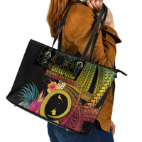 Vanuatu Shefa Day Leather Tote Bag Sand Drawing Melanesian