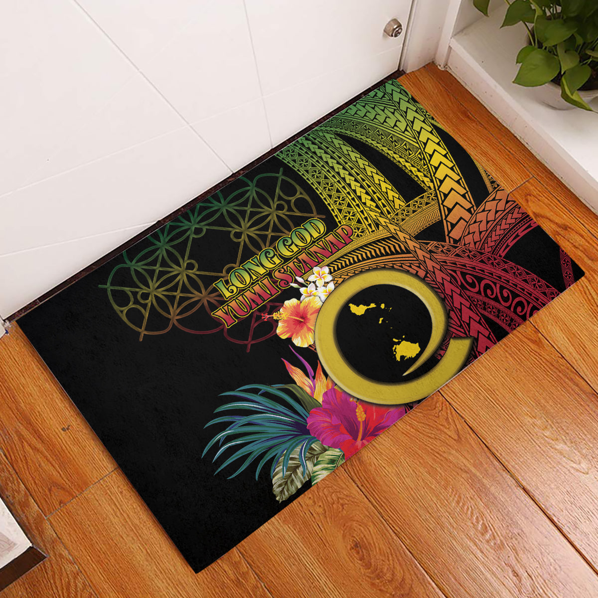 Vanuatu Shefa Day Rubber Doormat Sand Drawing Melanesian