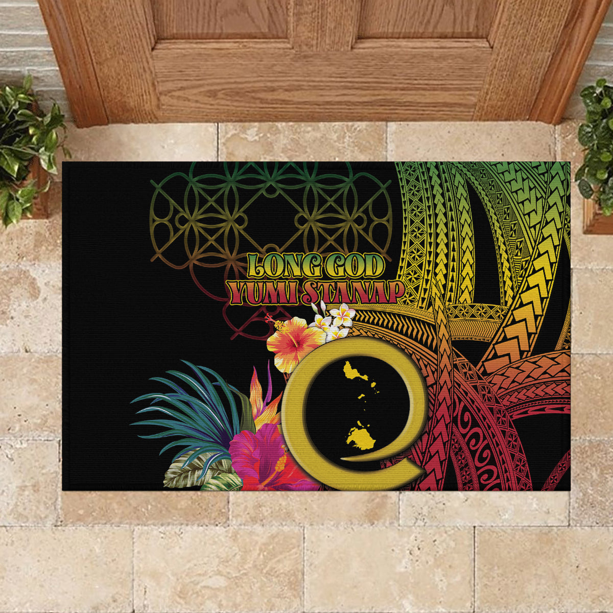 Vanuatu Shefa Day Rubber Doormat Sand Drawing Melanesian