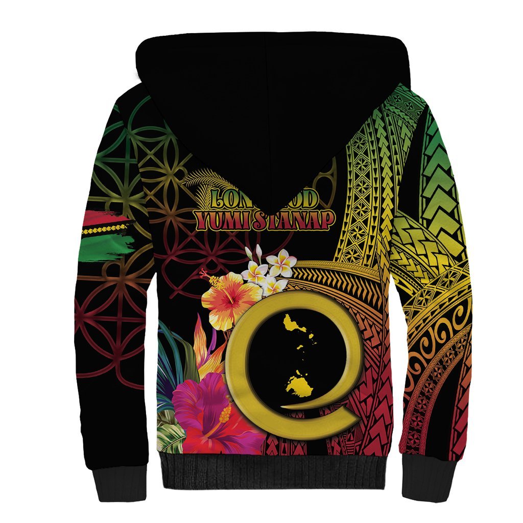 Vanuatu Shefa Day Sherpa Hoodie Sand Drawing Melanesian LT03 - Polynesian Pride