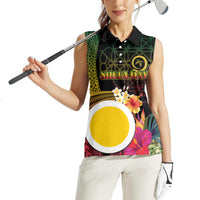 Vanuatu Shefa Day Women Sleeveless Polo Shirt Sand Drawing Melanesian