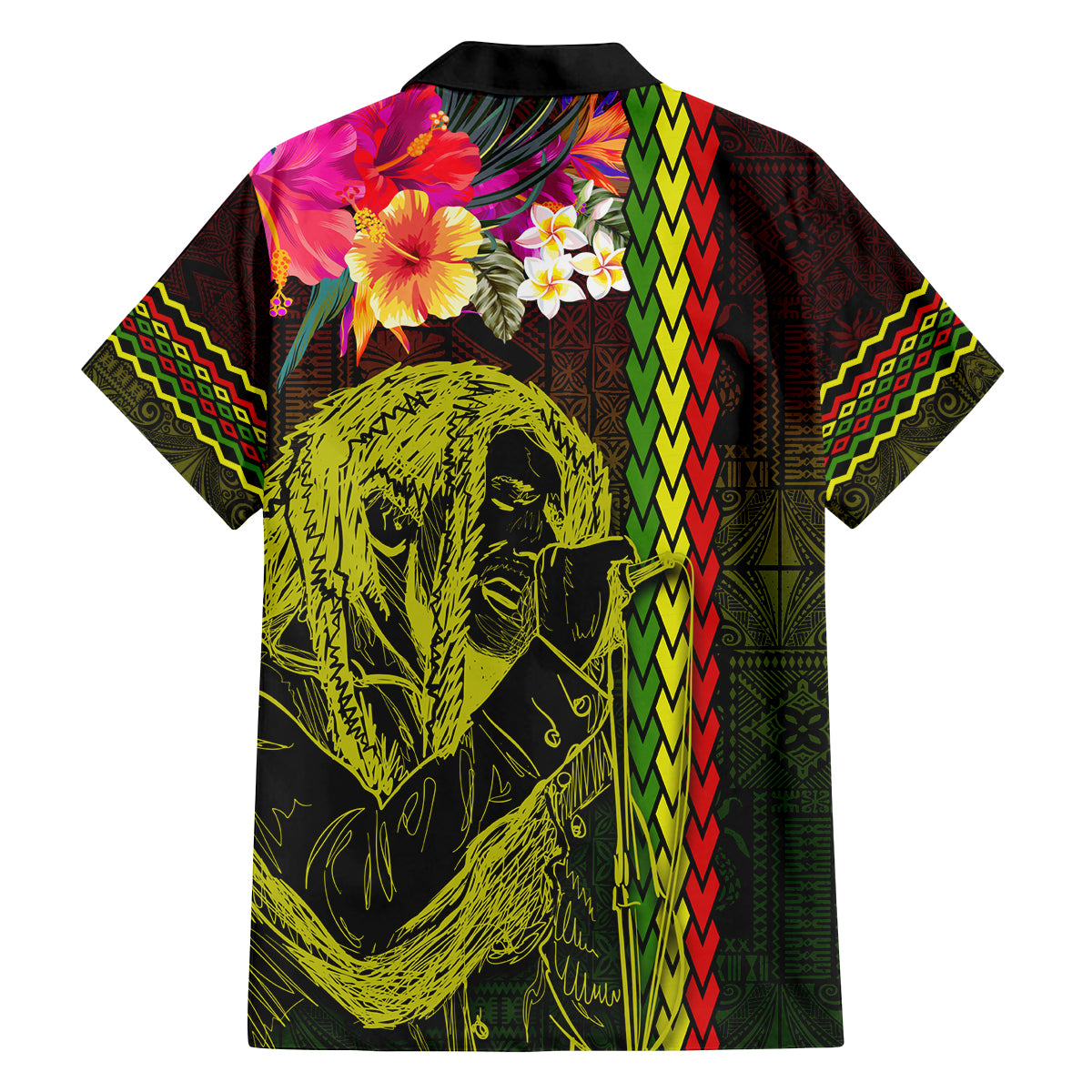 Hawaiian Reggae Music Family Matching Long Sleeve Bodycon Dress and Hawaiian Shirt Jamaica Singer Tribal Polynesian and Hibiscus LT03 - Polynesian Pride