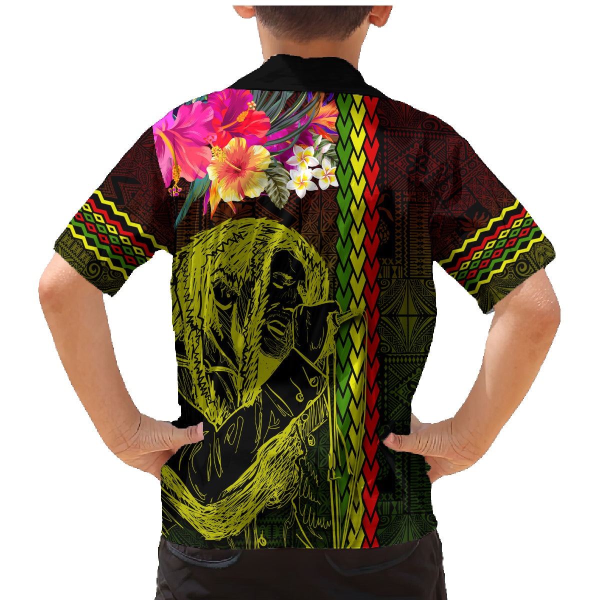 Hawaiian Reggae Music Family Matching Mermaid Dress and Hawaiian Shirt Jamaica Singer Tribal Polynesian and Hibiscus LT03 - Polynesian Pride