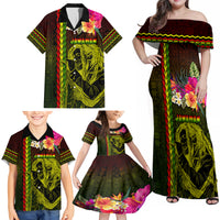 Hawaiian Reggae Music Family Matching Off Shoulder Maxi Dress and Hawaiian Shirt Jamaica Singer Tribal Polynesian and Hibiscus LT03 - Polynesian Pride
