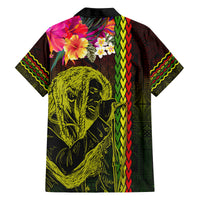 Hawaiian Reggae Music Family Matching Off Shoulder Maxi Dress and Hawaiian Shirt Jamaica Singer Tribal Polynesian and Hibiscus LT03 - Polynesian Pride