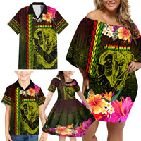 Hawaiian Reggae Music Family Matching Off Shoulder Short Dress and Hawaiian Shirt Jamaica Singer Tribal Polynesian and Hibiscus LT03 - Polynesian Pride