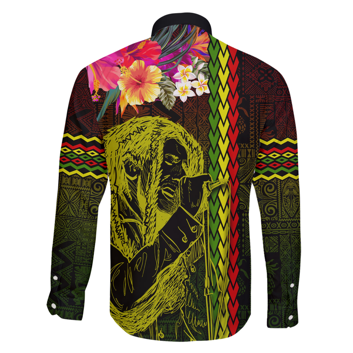 Hawaiian Reggae Music Family Matching Short Sleeve Bodycon Dress and Hawaiian Shirt Jamaica Singer Tribal Polynesian and Hibiscus LT03 - Polynesian Pride