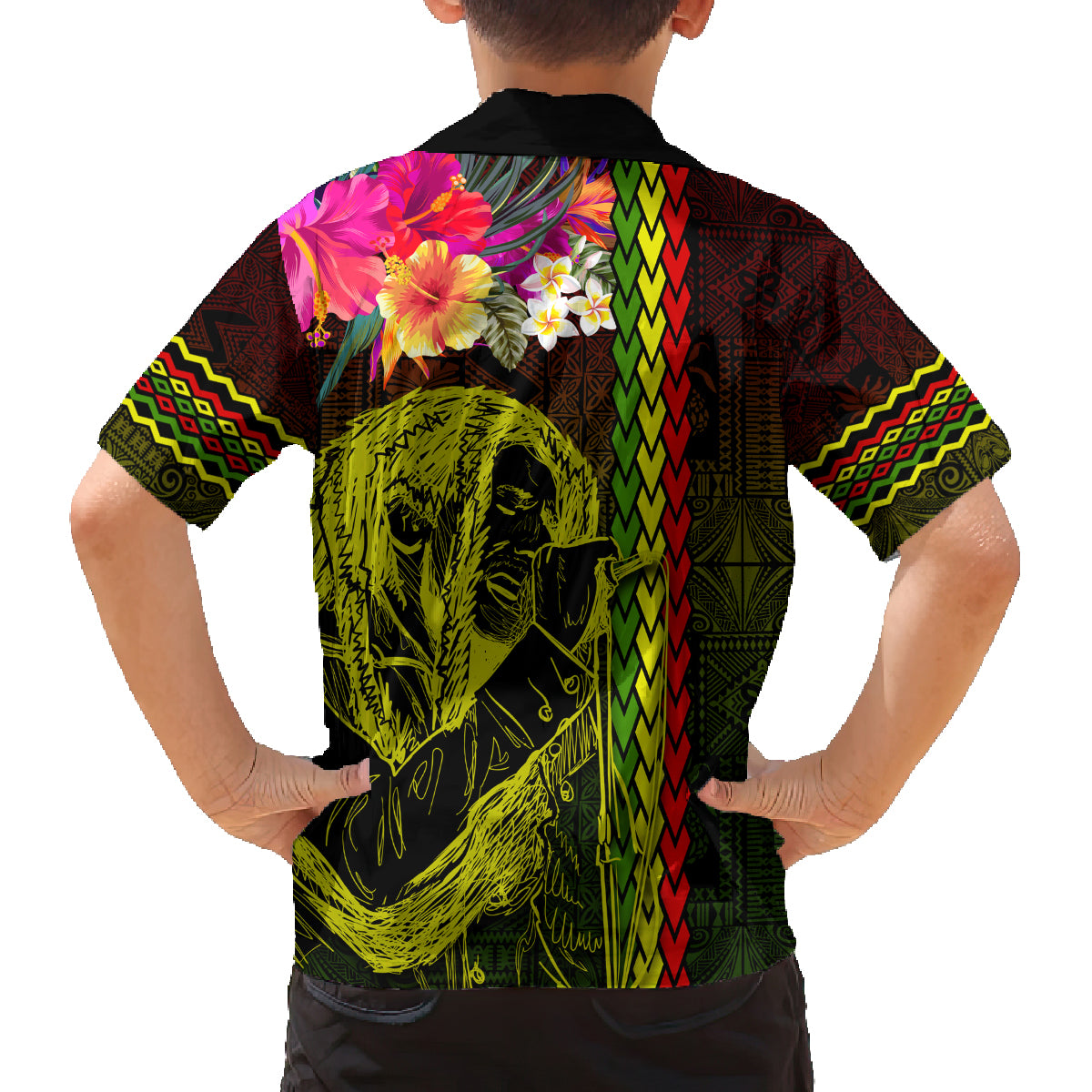 Hawaiian Reggae Music Family Matching Summer Maxi Dress and Hawaiian Shirt Jamaica Singer Tribal Polynesian and Hibiscus LT03 - Polynesian Pride