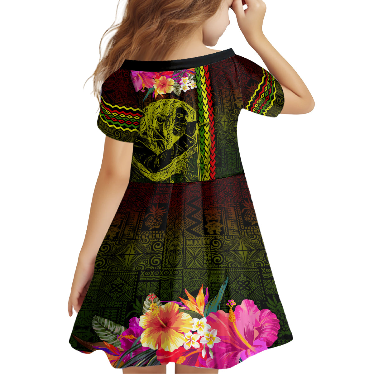 Hawaiian Reggae Music Family Matching Summer Maxi Dress and Hawaiian Shirt Jamaica Singer Tribal Polynesian and Hibiscus LT03 - Polynesian Pride