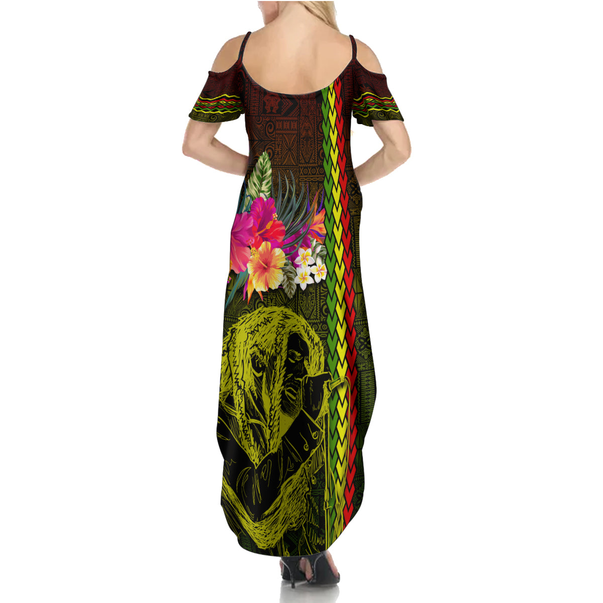 Hawaiian Reggae Music Family Matching Summer Maxi Dress and Hawaiian Shirt Jamaica Singer Tribal Polynesian and Hibiscus LT03 - Polynesian Pride
