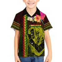 Hawaiian Reggae Music Family Matching Summer Maxi Dress and Hawaiian Shirt Jamaica Singer Tribal Polynesian and Hibiscus LT03 Son's Shirt Black - Polynesian Pride