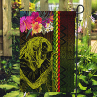 Hawaiian Reggae Music Garden Flag Jamaica Singer Tribal Polynesian and Hibiscus LT03 Garden Flag Black - Polynesian Pride