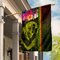 Hawaiian Reggae Music Garden Flag Jamaica Singer Tribal Polynesian and Hibiscus LT03 House Flag Black - Polynesian Pride