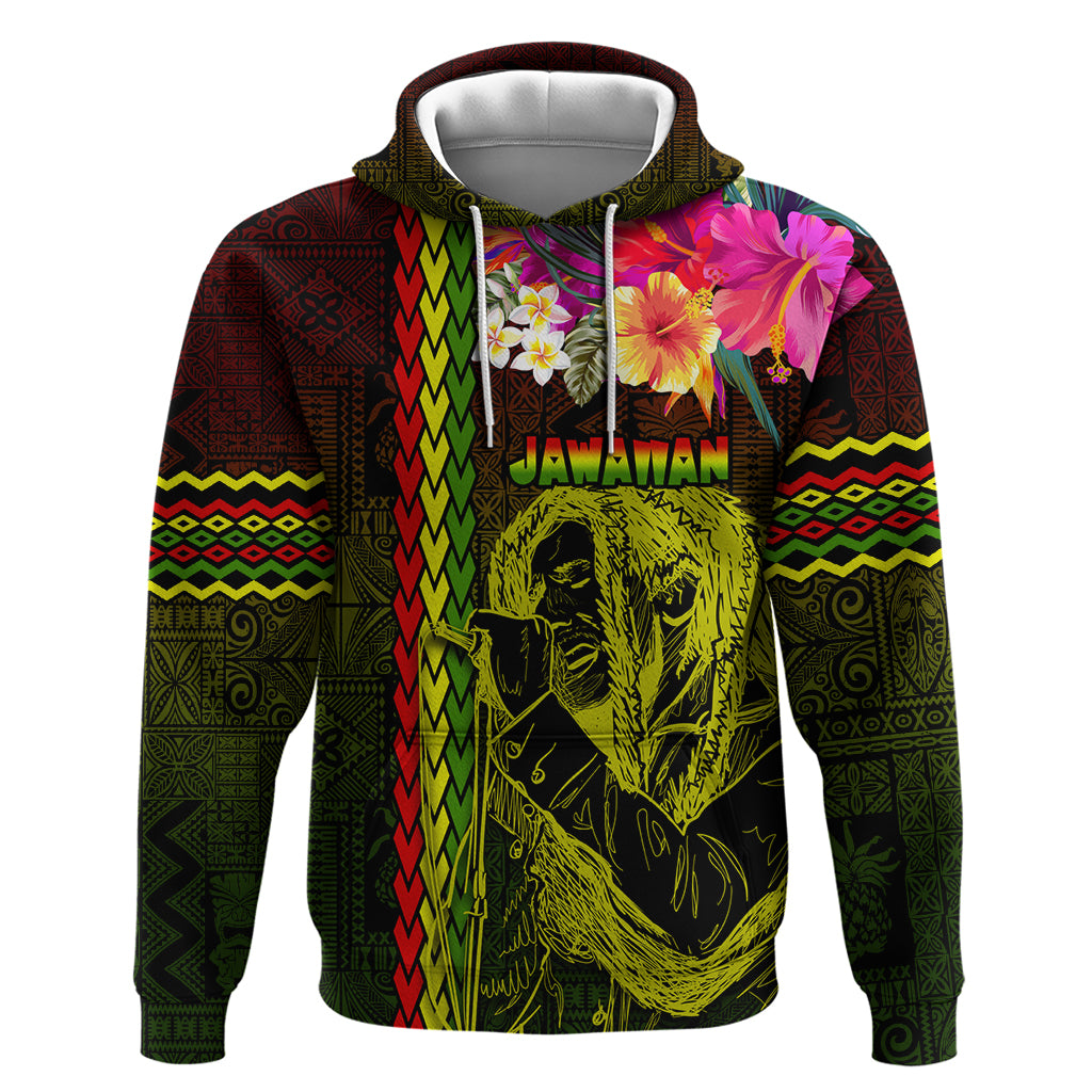 Hawaiian Reggae Music Hoodie Jamaica Singer Tribal Polynesian and Hibiscus LT03 Pullover Hoodie Black - Polynesian Pride
