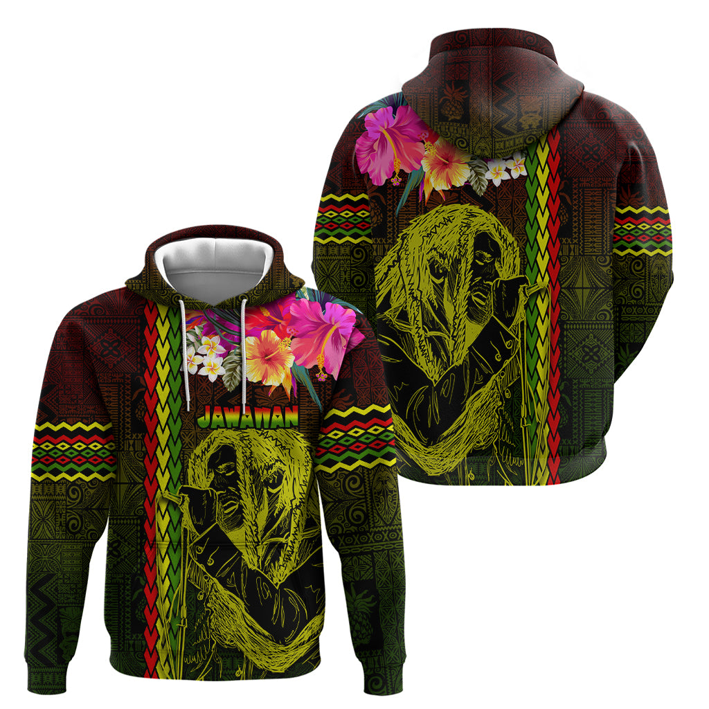 Hawaiian Reggae Music Hoodie Jamaica Singer Tribal Polynesian and Hibiscus LT03 - Polynesian Pride