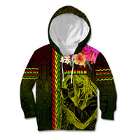 Hawaiian Reggae Music Kid Hoodie Jamaica Singer Tribal Polynesian and Hibiscus LT03 Hoodie Black - Polynesian Pride