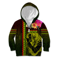 Hawaiian Reggae Music Kid Hoodie Jamaica Singer Tribal Polynesian and Hibiscus LT03 Zip Hoodie Black - Polynesian Pride