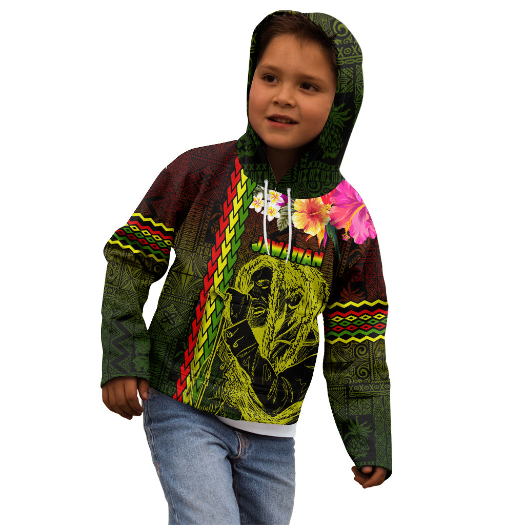 Hawaiian Reggae Music Kid Hoodie Jamaica Singer Tribal Polynesian and Hibiscus LT03 - Polynesian Pride