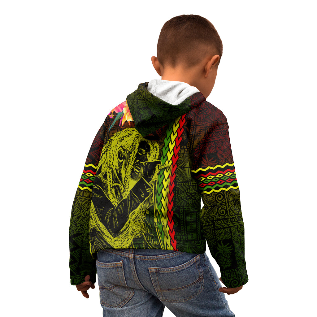 Hawaiian Reggae Music Kid Hoodie Jamaica Singer Tribal Polynesian and Hibiscus LT03 - Polynesian Pride