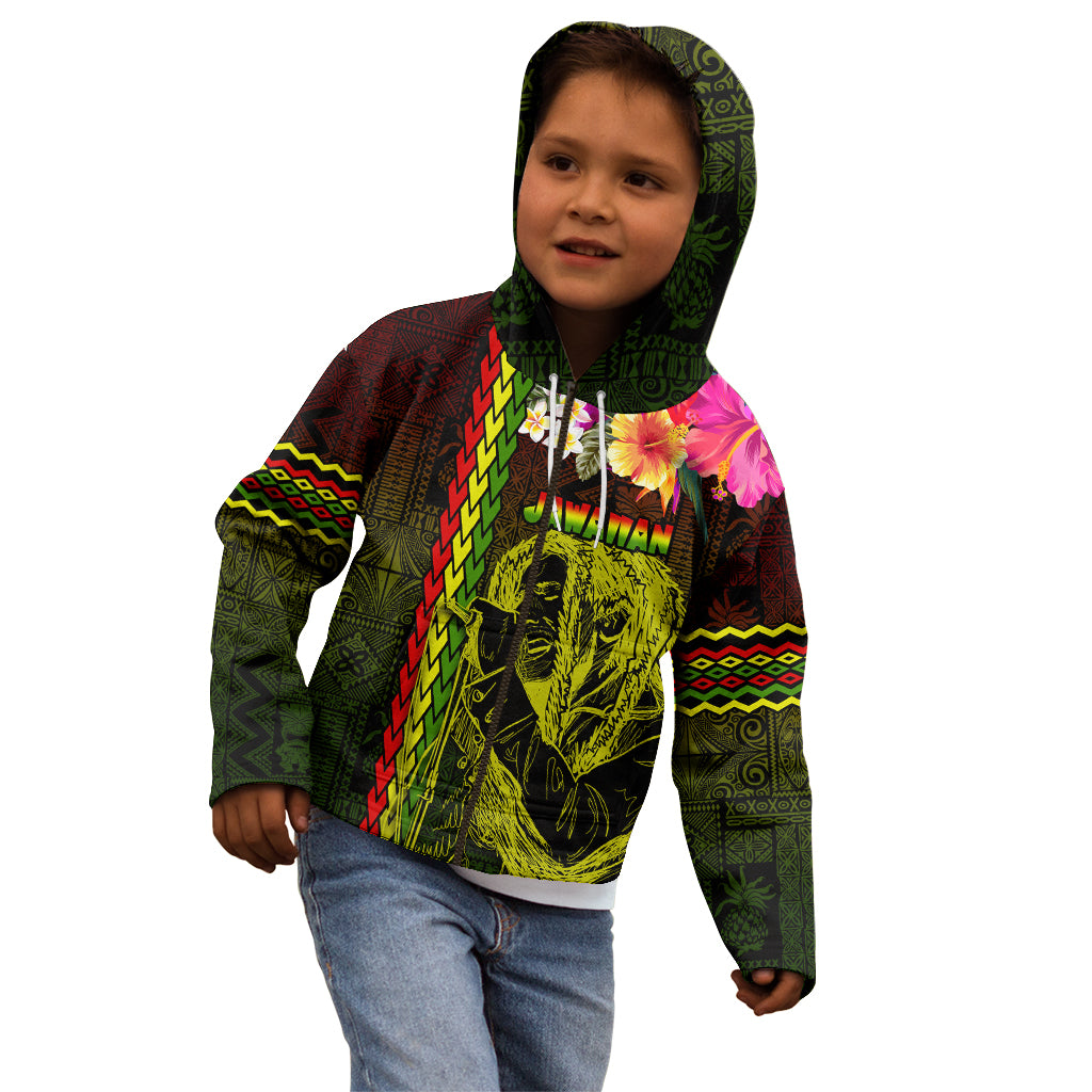 Hawaiian Reggae Music Kid Hoodie Jamaica Singer Tribal Polynesian and Hibiscus LT03 - Polynesian Pride