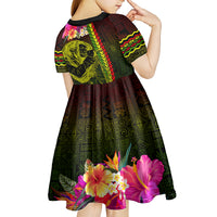 Hawaiian Reggae Music Kid Short Sleeve Dress Jamaica Singer Tribal Polynesian and Hibiscus LT03 - Polynesian Pride