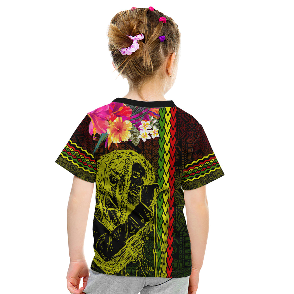 Hawaiian Reggae Music Kid T Shirt Jamaica Singer Tribal Polynesian and Hibiscus LT03 - Polynesian Pride