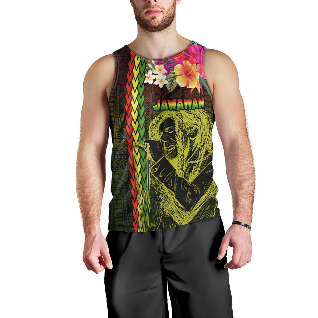 Hawaiian Reggae Music Men Tank Top Jamaica Singer Tribal Polynesian and Hibiscus LT03 - Polynesian Pride