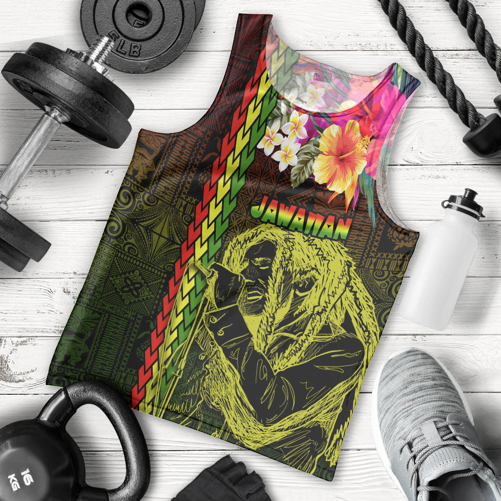 Hawaiian Reggae Music Men Tank Top Jamaica Singer Tribal Polynesian and Hibiscus LT03 - Polynesian Pride