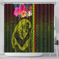 Hawaiian Reggae Music Shower Curtain Jamaica Singer Tribal Polynesian and Hibiscus LT03 - Polynesian Pride