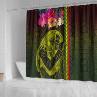 Hawaiian Reggae Music Shower Curtain Jamaica Singer Tribal Polynesian and Hibiscus LT03 - Polynesian Pride