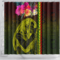 Hawaiian Reggae Music Shower Curtain Jamaica Singer Tribal Polynesian and Hibiscus LT03 - Polynesian Pride