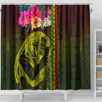 Hawaiian Reggae Music Shower Curtain Jamaica Singer Tribal Polynesian and Hibiscus LT03 - Polynesian Pride