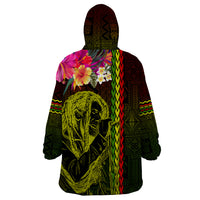 Hawaiian Reggae Music Wearable Blanket Hoodie Jamaica Singer Tribal Polynesian and Hibiscus LT03 - Polynesian Pride
