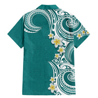 Aloha Polynesian Plumeria Flower Family Matching Mermaid Dress and Hawaiian Shirt Teal Color LT03 - Polynesian Pride