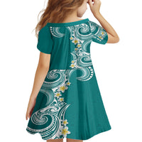 Aloha Polynesian Plumeria Flower Family Matching Puletasi and Hawaiian Shirt Teal Color LT03 - Polynesian Pride