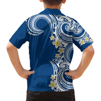 Aloha Polynesian Plumeria Flower Family Matching Off Shoulder Maxi Dress and Hawaiian Shirt Blue Color LT03 - Polynesian Pride