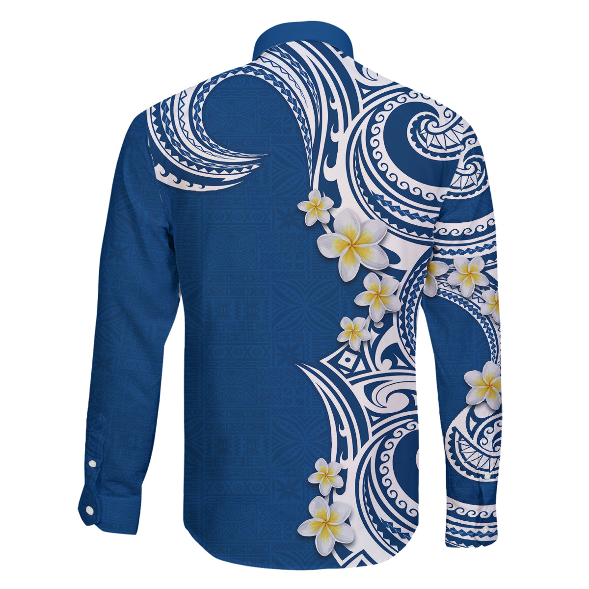 Aloha Polynesian Plumeria Flower Family Matching Puletasi and Hawaiian Shirt Blue Color LT03 - Polynesian Pride