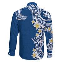 Aloha Polynesian Plumeria Flower Family Matching Puletasi and Hawaiian Shirt Blue Color LT03 - Polynesian Pride