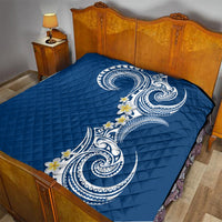 Aloha Polynesian Plumeria Flower Quilt Blue Color