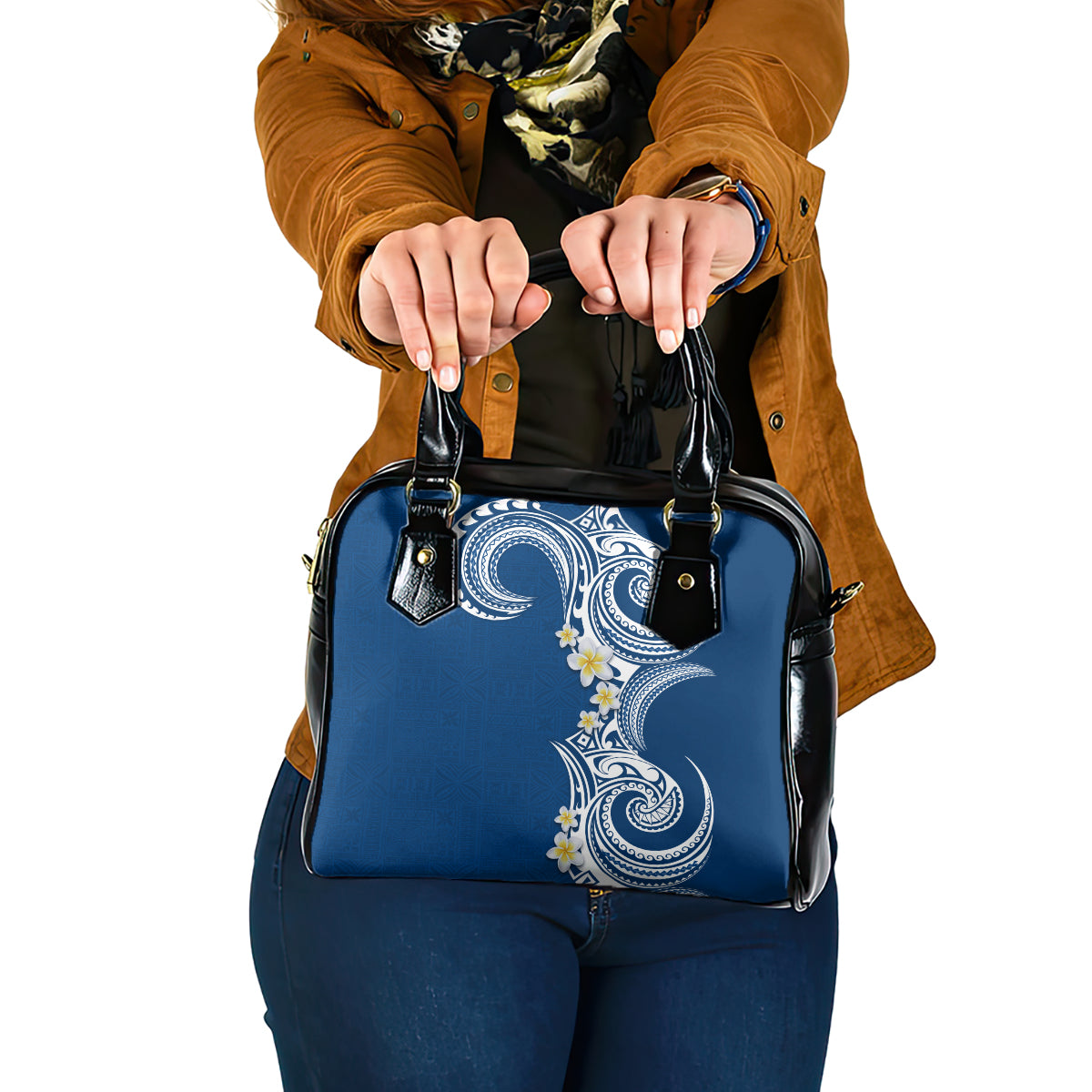 Aloha Polynesian Plumeria Flower Shoulder Handbag Blue Color LT03 One Size Blue - Polynesian Pride