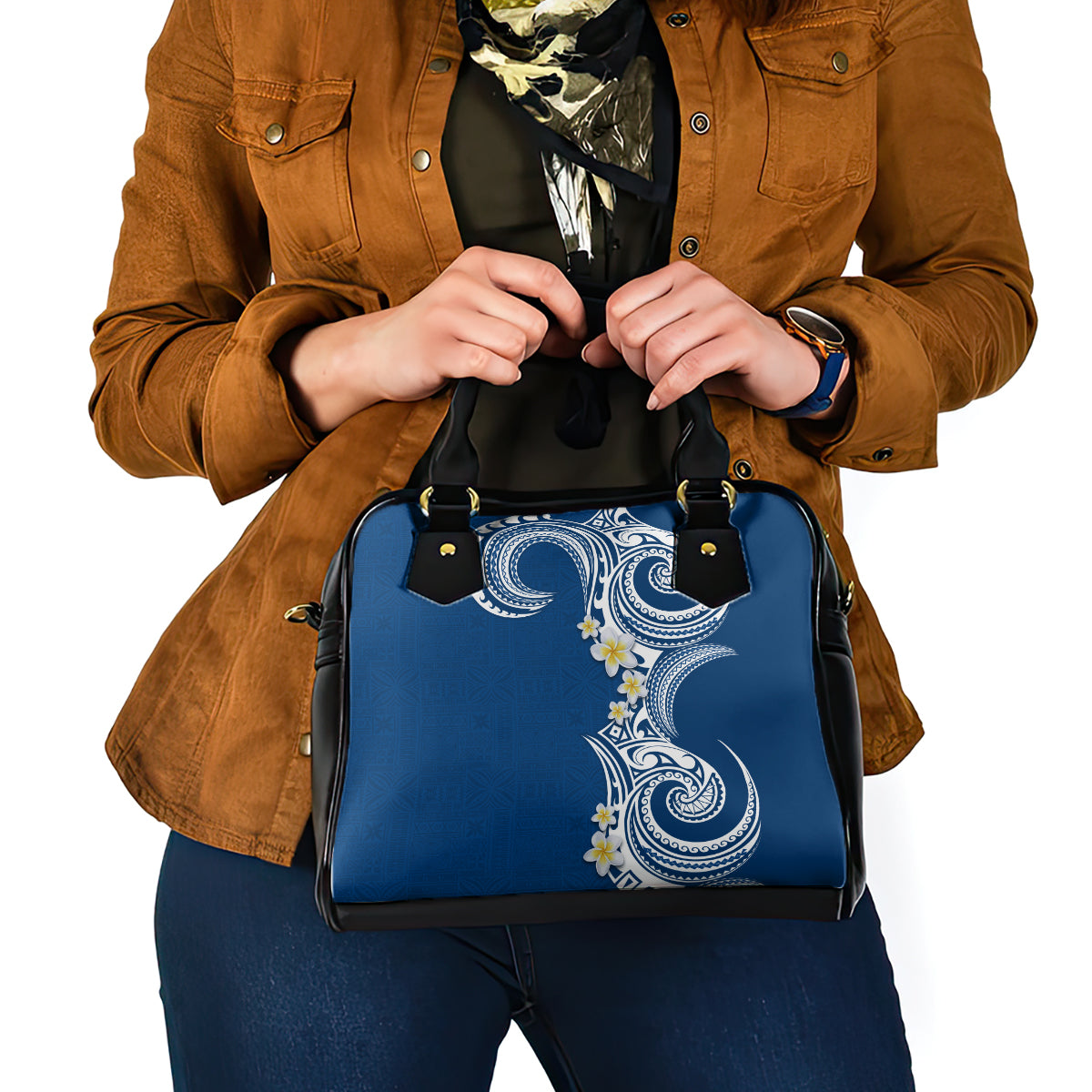 Aloha Polynesian Plumeria Flower Shoulder Handbag Blue Color LT03 - Polynesian Pride